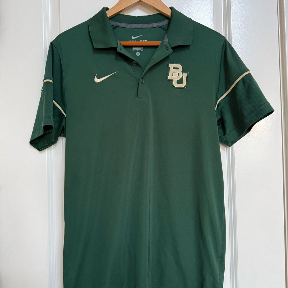 Baylor Bears Shirt Adult small Green Nike Dri Fit Performance Polo Men golf